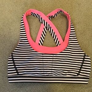 Lululemon Run Stuff Your Bra *Black/White Stripe/Flashlight*